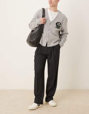 ASOS DESIGN - Pantalon ample et élégant à fines rayures - Bleu marine - view 1
