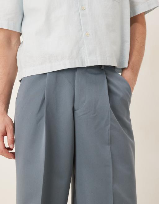 ASOS DESIGN - Pantalon ample et élégant avec pli marqué à l'avant - Bleu foncé, 4 de 5