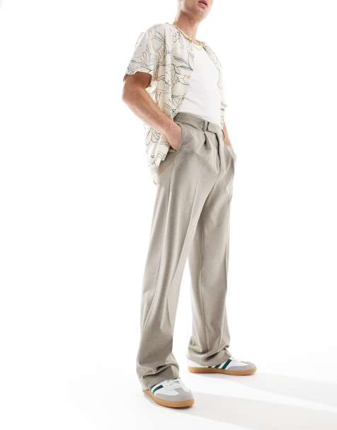 ASOS DESIGN - Pantalon ample et élégant sen sergé avec pinces à l'avant - Marron - view 1