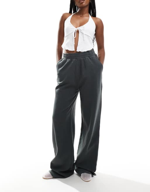 ASOS DESIGN - Pantalon ample gaufré - Anthracite délavé