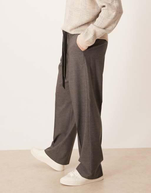 ASOS DESIGN - Pantalon ample habillé à ceinture à chevrons - Gris, 3 de 5