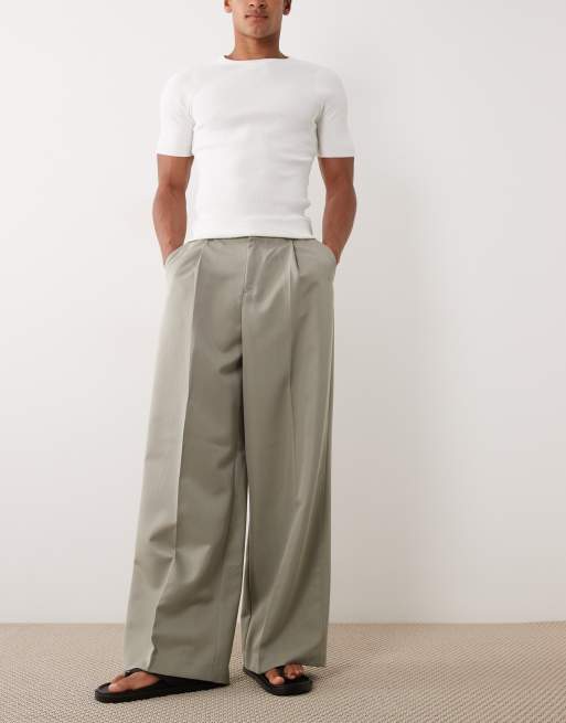 ASOS DESIGN - Pantalon ample habillé à pinces - Vert olive, 2 de 5