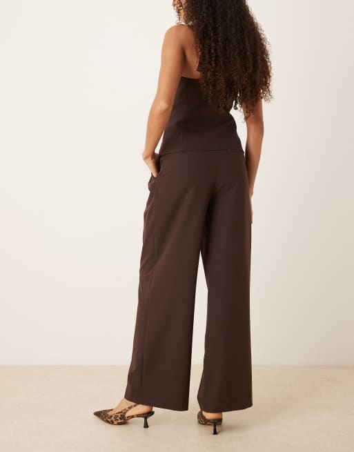 ASOS DESIGN - Pantalon ample habillé d'ensemble à trois pinces - Chocolat, 3 de 5