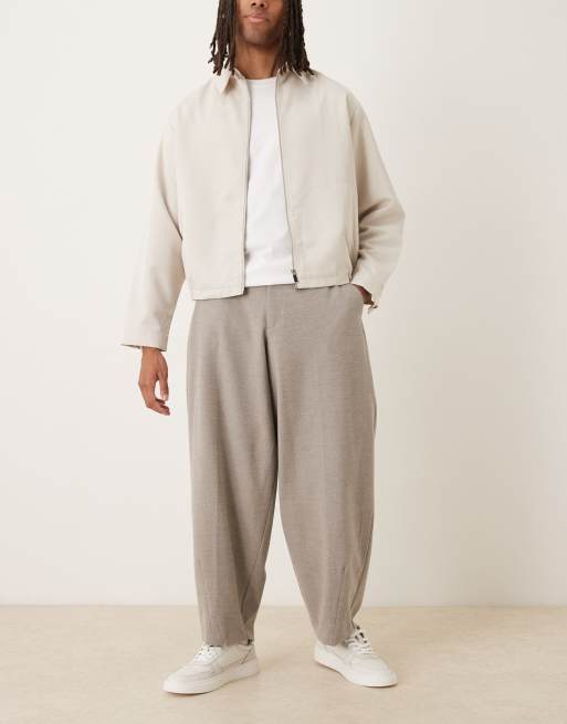ASOS DESIGN - Pantalon ample habillé en flanelle coupe bouffante - Taupe, 2 de 5