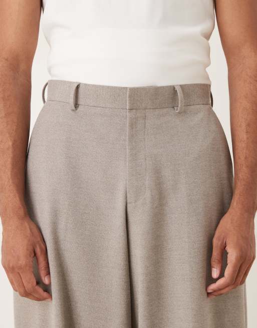 ASOS DESIGN - Pantalon ample habillé en flanelle coupe bouffante - Taupe, 4 de 5