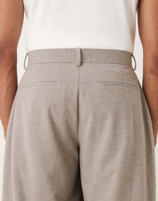 ASOS DESIGN - Pantalon ample habillé en flanelle coupe bouffante - Taupe, 5 de 5