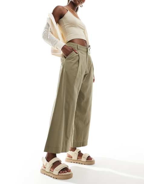 ASOS DESIGN - Pantalon ample raccourci - Olive - view 1