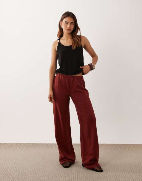 ASOS DESIGN - pantalón ancho de conjunto en burdeos - view 1