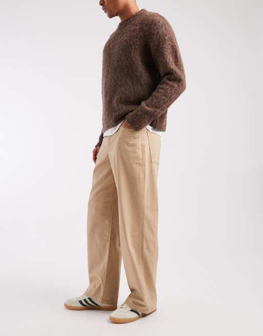 ASOS DESIGN - Pantalon baggy avec ceinture à nouer - Beige, 3 de 5