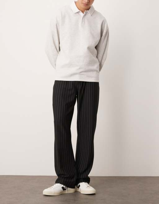ASOS DESIGN - Pantalon baggy d'ensemble à fines rayures - Noir, 3 de 5