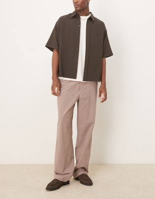 ASOS DESIGN - Pantalon baggy en lin mélangé - Beige-Neutre