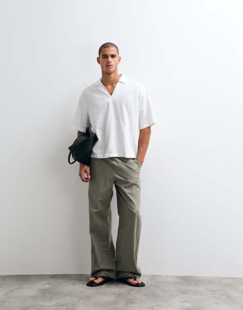 ASOS DESIGN - Pantalon baggy en lin mélangé - Kaki - view 1