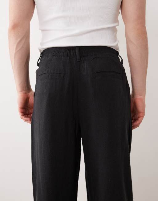 ASOS DESIGN - Pantalon baggy en lin mélangé - Noir, 6 de 6