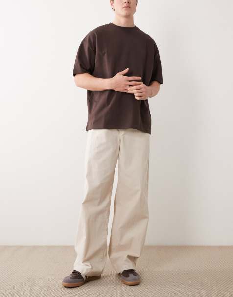 ASOS DESIGN - Pantalon baggy en lin mélangé - Taupe - view 1