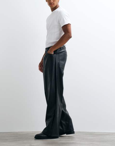 ASOS DESIGN pantalon baggy extrême en faux cuir noir - view 1