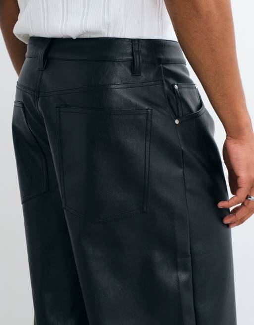 ASOS DESIGN pantalon baggy extrême en faux cuir noir, 2 de 5