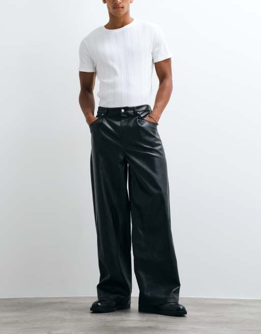 ASOS DESIGN pantalon baggy extrême en faux cuir noir, 3 de 5