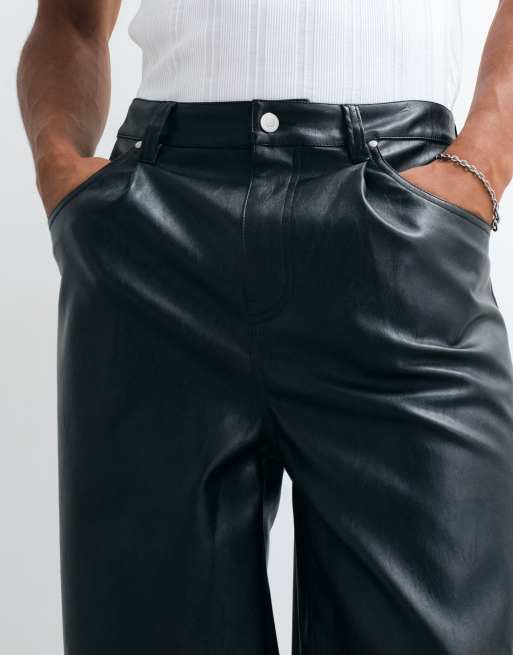 ASOS DESIGN pantalon baggy extrême en faux cuir noir, 4 de 5