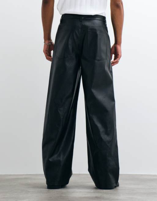 ASOS DESIGN pantalon baggy extrême en faux cuir noir, 5 de 5