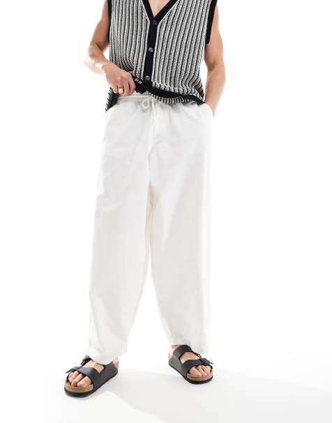 ASOS DESIGN - Pantalon baggy oversize avec taille élastique - Écru - view 1