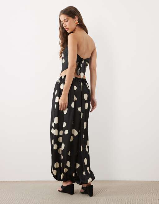 ASOS DESIGN pantalon ballon en satin à pois noirs ensemble coordonné, 5 de 5