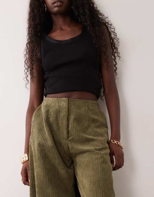 ASOS DESIGN pantalon ballon en velours côtelé kaki, 3 de 5