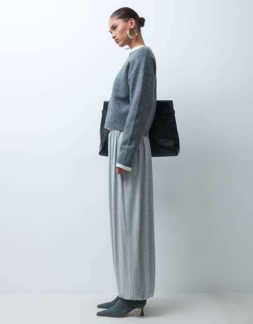 ASOS DESIGN pantalon ballon fluide oversize en jersey gris chiné, 3 de 5