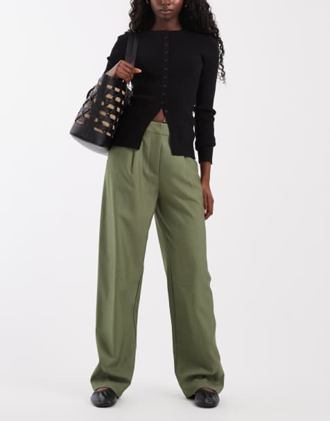 ASOS DESIGN pantalon barrel ajusté à arche en kaki - view 1