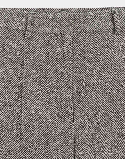 ASOS DESIGN pantalon barrel ajusté effet laine à chevrons monochrome, 8 de 9