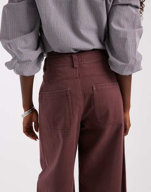 ASOS DESIGN pantalon barrel avec détail de panneau latéral en bordeaux, 5 de 5