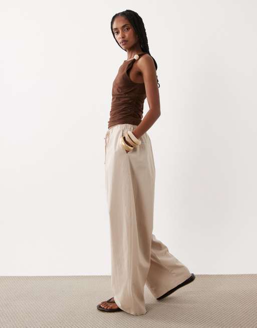 ASOS DESIGN - Pantalon barrel d'ensemble en lin mélangé - Neutre, 2 de 5