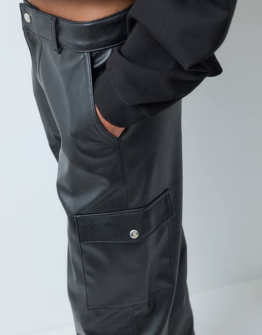 ASOS DESIGN pantalon barrel en imitation cuir noir, 5 de 5
