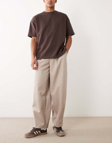 ASOS DESIGN - Pantalon bouffant ajusté à pinces - Taupe - view 1