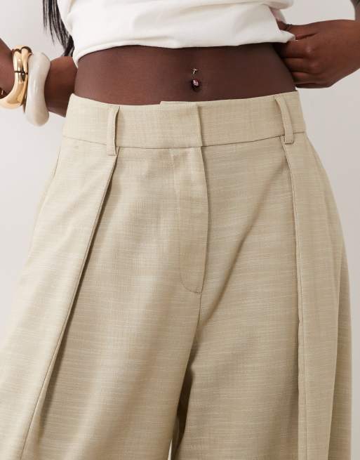 ASOS DESIGN - Pantalon bouffant ajusté aspect lin - Kaki, 4 de 5