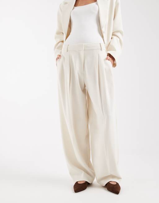 ASOS DESIGN - Pantalon bouffant ajusté et ample à taille basse - Crème, 2 de 5