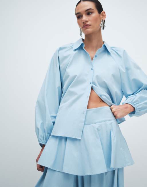 ASOS DESIGN - Pantalon bouffant avec jupe superposée - Bleu poudré, 4 de 7