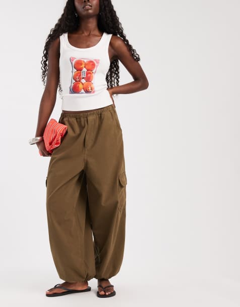 ASOS DESIGN - Pantalon bouffant avec poches cargo - Kaki - view 1