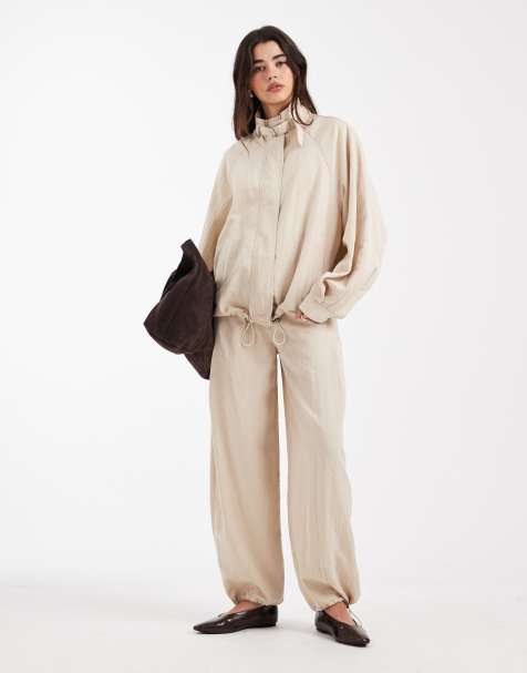 ASOS DESIGN - Pantalon bouffant d'ensemble à anneaux en D - Taupe - view 1