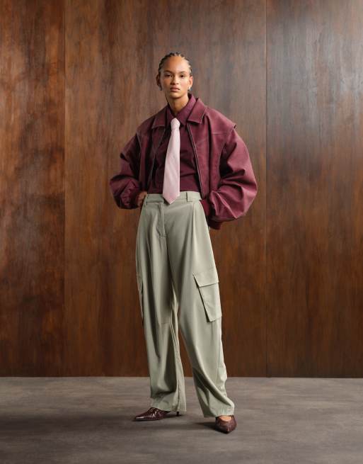 ASOS DESIGN - Pantalon bouffant fonctionnel habillé - Vert sauge, 3 de 5
