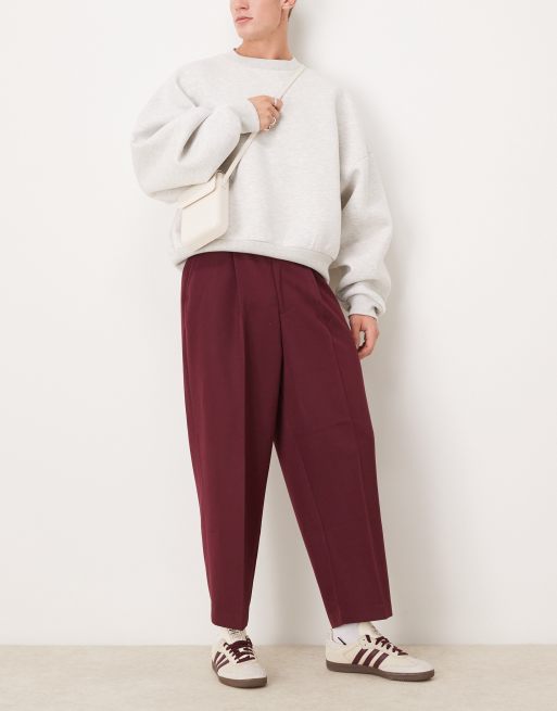 ASOS DESIGN - Pantalon bouffant habillé à plis devant - Bordeaux, 2 de 5