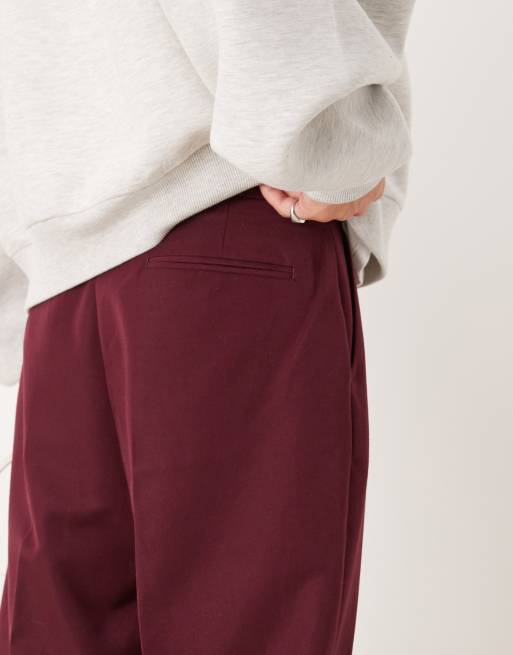 ASOS DESIGN - Pantalon bouffant habillé à plis devant - Bordeaux, 5 de 5
