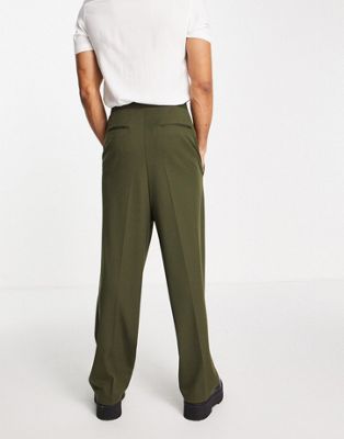Pantalons élégants Pantalon bouffant habillé style torsadé - Kaki