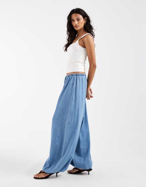 ASOS DESIGN - Pantalon bouffant léger - Bleu moyen délavé, 3 de 5