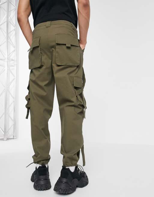 ASOS DESIGN - Pantalon cargo large avec lanières - Noir