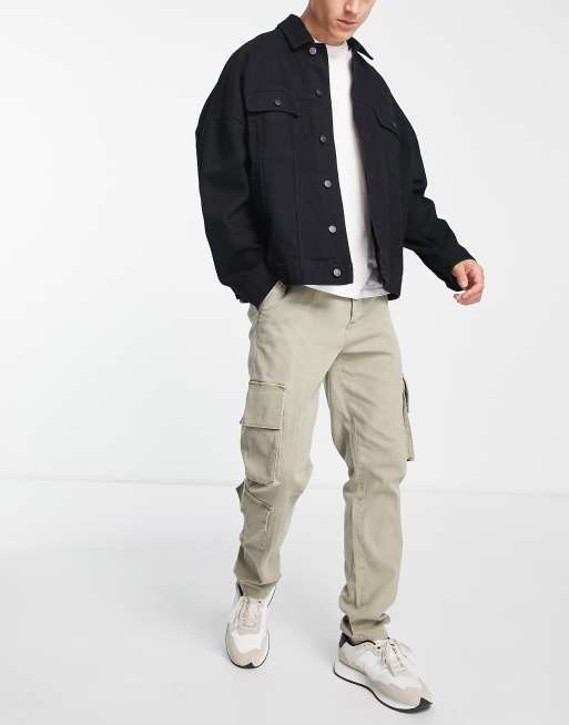 ASOS DESIGN - Pantalon cargo ajusté avec poches en relief et plis nervurés
