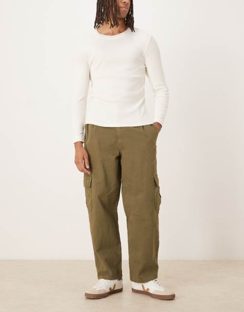 ASOS DESIGN - Pantalon cargo ajusté et décontracté à pinces - Kaki - view 1