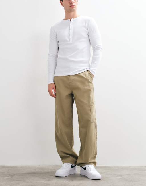 ASOS DESIGN pantalon cargo ample beige à taille élastiquée, 2 de 5