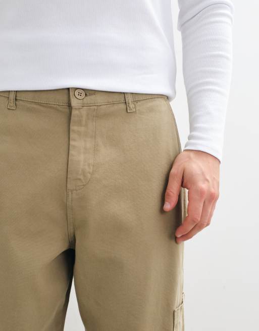 ASOS DESIGN pantalon cargo ample beige avec taille élastiquée et détails de poches, 3 de 5