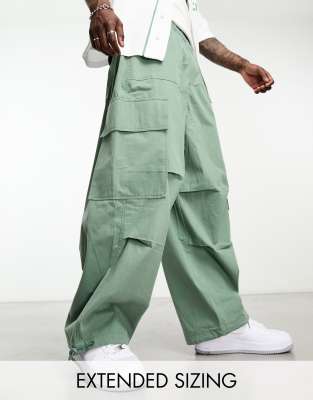 ASOS DESIGN parachute cargo pants in khaki - ASOS Price Checker