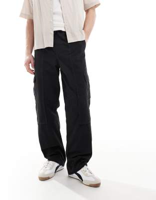ASOS DESIGN - Pantalon cargo baggy à enfiler - Noir